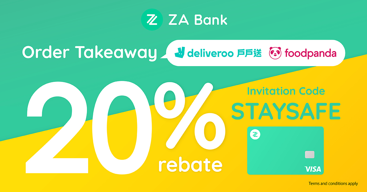 New users enjoy 20% rebate on designated food delivery platforms #ZA Bank